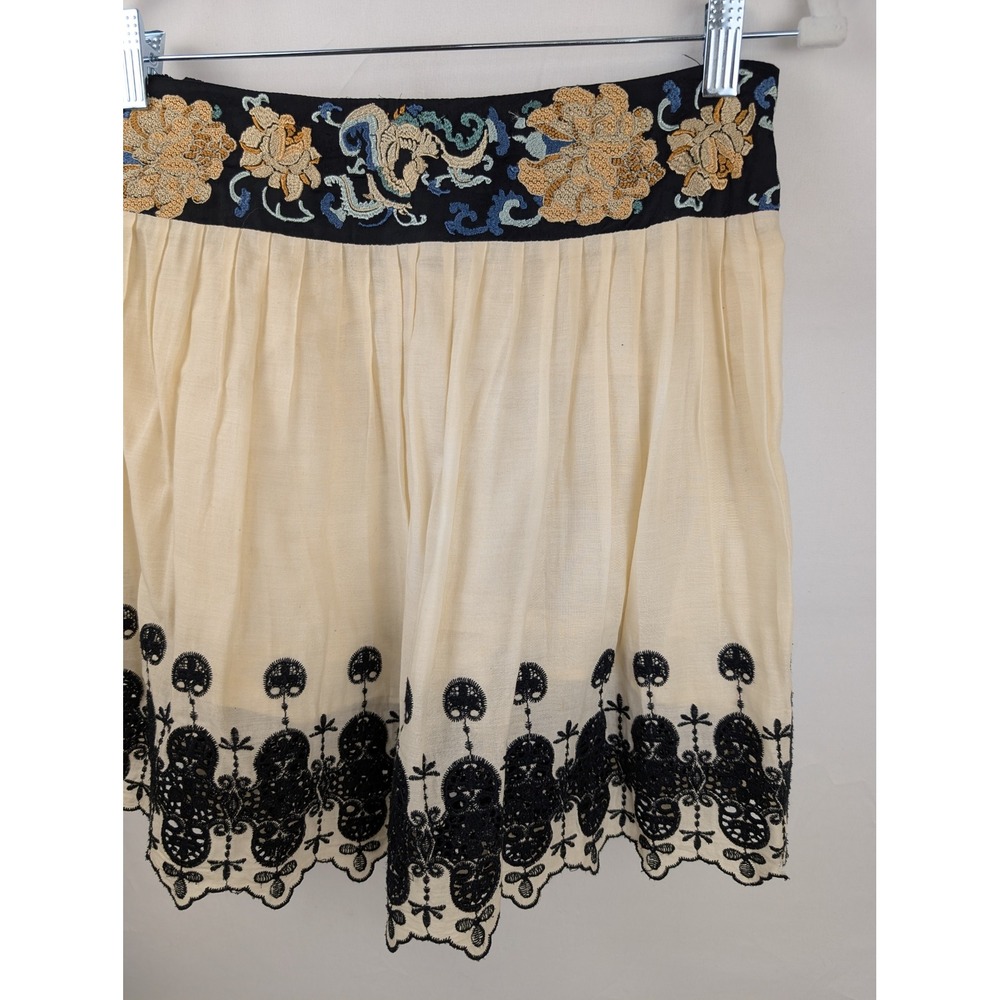Free People Floral Embroidered Eyelet Lace Mini Skirt Size S Whimsigoth Festival - Picture 4 of 9